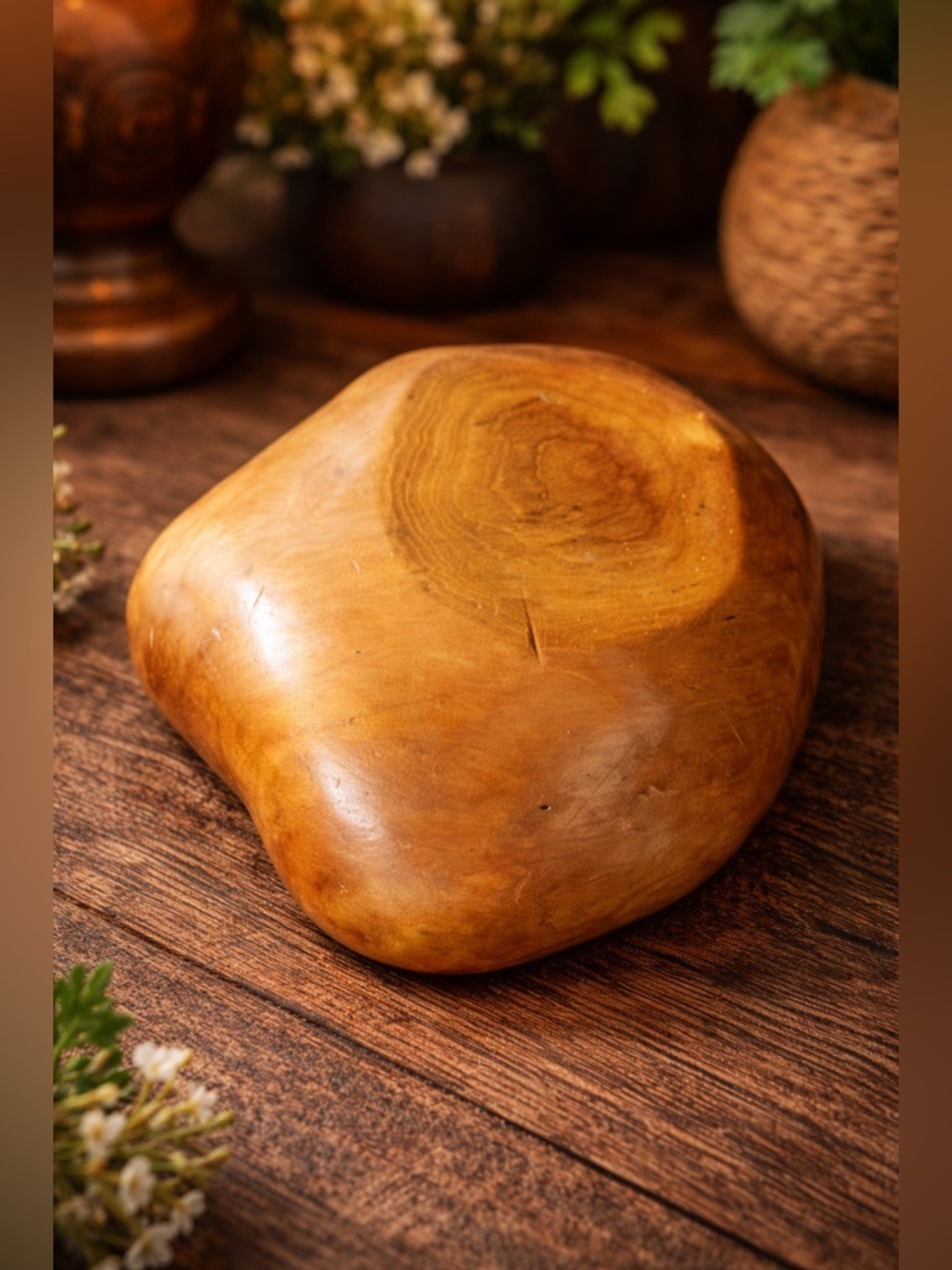 Vintage Hand-Carved Burl Wood Bowl Organic Sculptural Catchall Wabi Sabi Decor - Picture 3 of 3